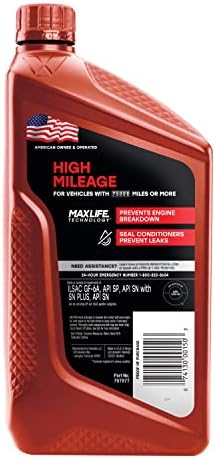 Valvoline High Mileage with MaxLife Technology SAE 10W-40 Synthetic Blend Motor Oil 1 QT (Pack of 2)