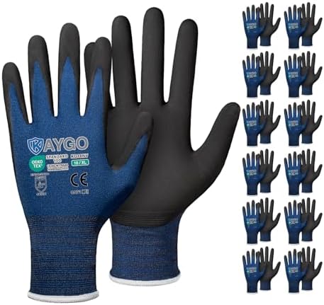 KAYGO Safety Work Gloves, MicroFoam Nitrile Coated, Men Women,KG18N