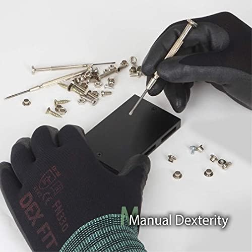 DEX FIT Nitrile Work Gloves FN330, 3D Comfort Fit, Touchscreen Grip Gloves for Warehouse, Construction, Package Handling, Delivery & General Work, Men & Women, Black, L, 1 Pair