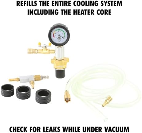 OEMTOOLS 27066 Coolant System Refiller Kit, 3 Adapters | Remove Air Trapped in Cooling System, Test Radiator and Heating Core Lines for Leaks | Fits Radiator Necks and Coolant Reservoirs