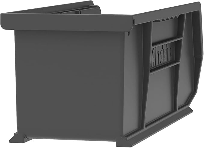 Akro-Mils 30224 AkroBins Plastic Storage Bins, Space-Saving Stackable Bins for Garage, Pantry, Craft Organization, 11" L x 4" W x 4" H, Black, 12-Pack