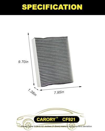 Cabin Air Filter w/Activated Carbon for Select 2013-2023 Ford, Lincoln Models - C-Max, Escape, Focus, Transit Connect, MKC, CV6Z-19N619A, FP-70, 2014 2015 2016 2017 2018 2019 2020 2021, CF921