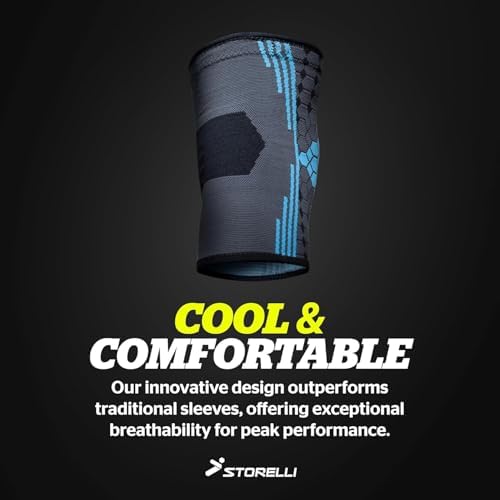 Storelli Knee Sleeve, Compression Knee Brace, Zero-Slip Silicone Band, Customizable Fit, Performance Support and Recovery, Superior Breathability