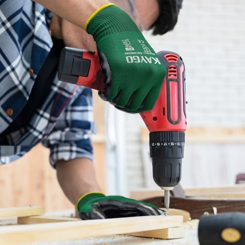 KAYGO Work Gloves for Men and Women, Black Nitrile Coated,KG12N,12Pairs