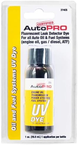 A/C PRO Certified Oil and Fuel System UV Dye, Leak Detector for Cars, 1 Oz