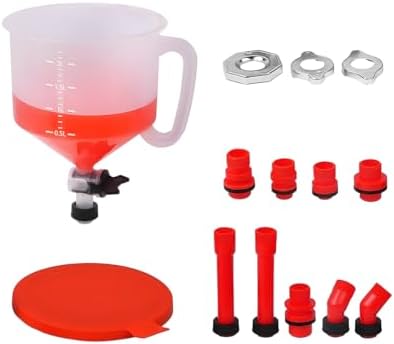 Zpana 15PCS Car Coolant Funnel Kit, No-Spill Vehicle Radiator Filling Funnel Bleeder with Adapters, No-Leak Auto Radiator Burping Filler, Universal for SUV RV Truck (Red)