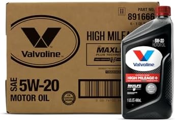 Valvoline High Mileage 150K with Maxlife Plus Technology Motor Oil SAE 5W-20 1 QT, Case of 6