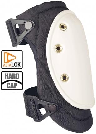 ALTA 50403 AltaFLEX Knee Protector Pad, Black Cordura Nylon Fabric, AltaLOK Fastening, Hard Cap, Long, White
