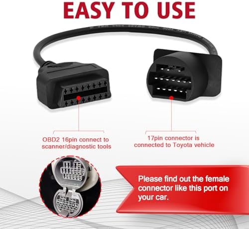 OBD2 Adapter for Toyota 17 Pin OBD1 to 16 Pin OBD2 Diagnostic Cable