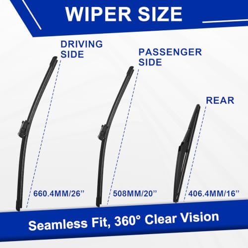 KAIYI 3 Pack Windshield Wipers Compatible with Lexus RX350 2016-2021