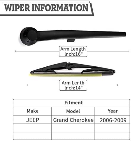 Rear Windshield Wiper Arm & Blade for Jeep Grand Cherokee 2006-2009