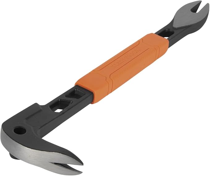 Klein Tools 66093 Nail Puller with Integrated Dimpler, Heavy-Duty Carbon Steel Cats Paw Pry Bar, 12-Inch
