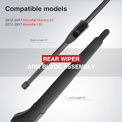 Replacement for Hyundai Elantra GT, I30 2012-2017 Vehicles, Rear Windshield Back Wiper Arm Blade Set - OTUAYAUTO Factory OEM Replacement 98811A5000