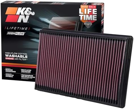 K&N High-Flow Original Lifetime Engine Air Filter: Increase Power: Premium, Washable: Compatible with Select 2002-2026 Dodge/Ram: 1500, 2500, 3500, 4500, 5500, 33-2247