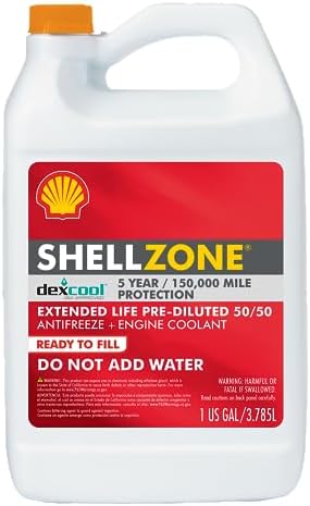Shell Zone Dex-Cool Extended Life ELC Antifreeze + Coolant, Pre-Diluted 50/50 (1 Gallon, Single Pack)