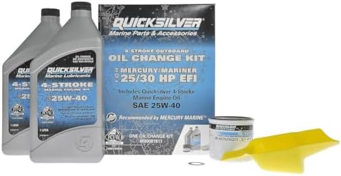 Quicksilver 4-Stroke Oil Change Kit – for Mercury Outboard Engines – 15, 20, 25, 30, 40, 50, 60, 75, 90, 115, 150, 175, 200, 225, 250, 300, 350, 400 HP