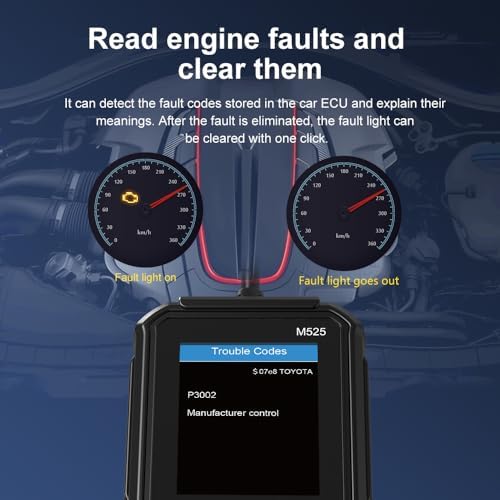 M525 OBD II Scanner,New Upgrade OE-Level Code Reader with Battery Test