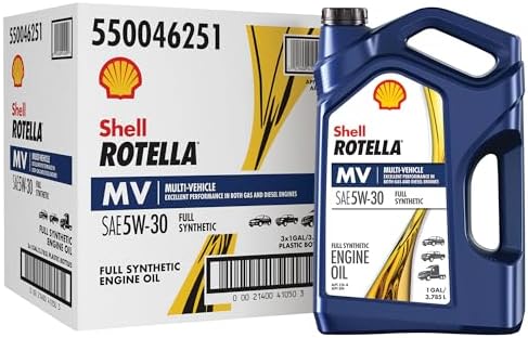 Shell Rotella MV Multi-Vehicle Full Synthetic 5W-30 Diesel Engine Oil, 1 Gallon (3 Pack)