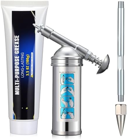 Mini Grease Gun Kit with Bicycle Grease, Extension Tube and Precision Nozzle, 100g Bike Greases for Pedals, Bearings, Hubs, Bottom Brackets, Refillable with 3 oz Cartridges
