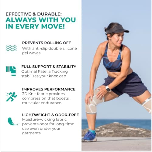 Modvel Compression Knee Brace for Women & Men - 2 Pack Knee Brace for Running Knee Pain, Knee Support Compression Sleeve, Workout Sports Knee Braces for Meniscus Tear ACL & Arthritis Pain Relief
