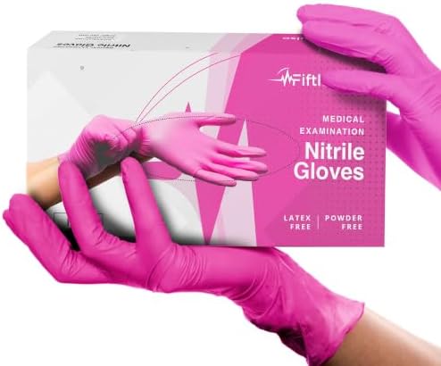 FifthPulse Fuchsia Hot Pink Nitrile Disposable Gloves -3 Mil Medical Exam Nitrile Gloves -Powder and Latex Free