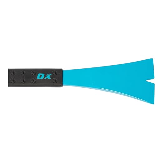 OX Tools 10" Molding Pry Bar Cats Paw Nail Puller Tool with Wide Chisel Blade - Non-Slip Grip Claw Bar with Hammer Head - for Trim and Nail Removal OX-P083110