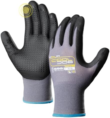 COOLJOB 6 Pairs Nitrile Rubber Dipped Safety Work Gloves with Grip Dots