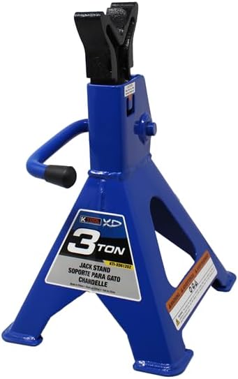 K Tool International XD61202 3 Ton Automotive Jack Stands for Garages, Repair Shops, and DIY, Lightweight, 6,000lbs. Capacity, Heavy Duty Steel Frame, Adjustable Height 10.4"-16.7", Black/Blue, Pair