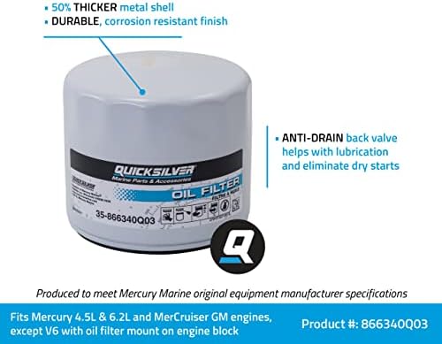 Quicksilver 866340Q03 Oil Filter for MerCruiser Sterndrive and Inboard Engines (Pack of 2)