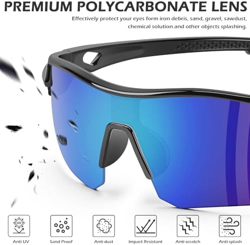 OXG 6 Pack Safety Glasses, Scratch Resistant Wraparound Lenses ANSI Z87.1 Protective Eyewear for Unisex