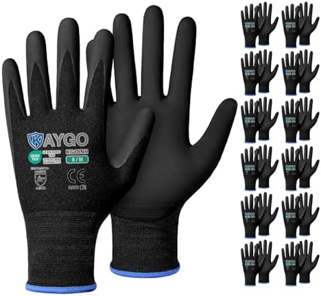 KAYGO Safety Work Gloves, MicroFoam Nitrile Coated, Men Women,KG18N