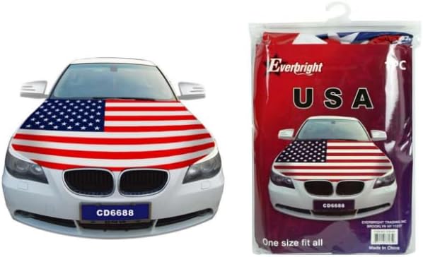 Car Hood Cover Country Flag Hood Cover Durable Weatherproof Universal Fit Car Cover for All Seasons Protection Custom Fit for Cars Trucks SUVs (USA)
