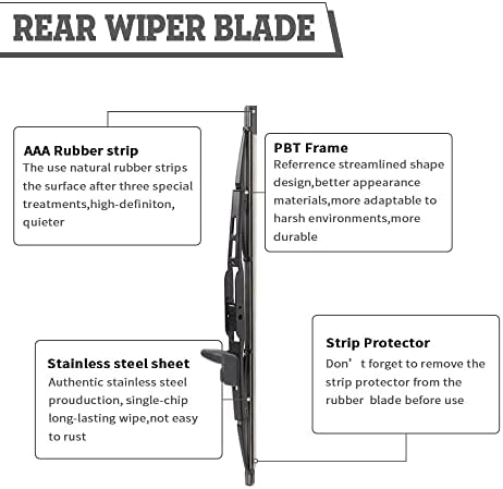 Rear Windshield Wiper Blade Replacement for Toyota Sequoia 2008-2020