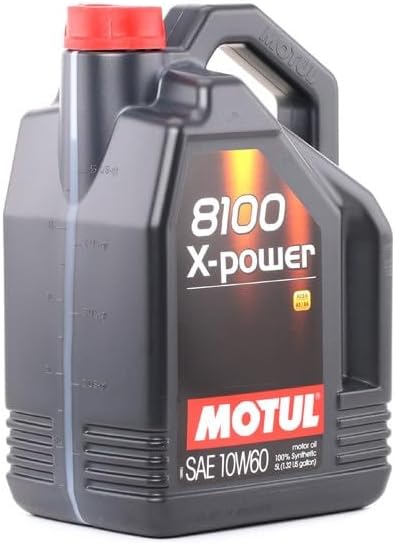 Motul 8100 X-Power 10W-60 Full Synthetic | Ester-Based Formula for Turbocharged & High-Performance Engines | LSPI Protection, Extreme Heat Resistance, Cold Start Lubrication, Daily & Track Use | 5L