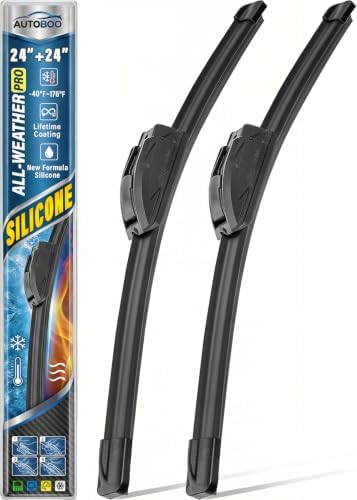 AUTOBOO Pro Silicone Windshield Wiper Blade 24"+24" All-Season Performance