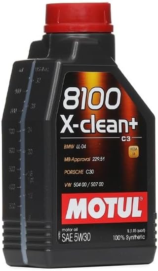 Motul 8100 X-clean+ 5W-30 Full Synthetic Motor Oil | Engineered to Help Protect Emissions Systems, Clean Engine Performance | Long Drain Capable, Improved Engine Responsiveness | 1L