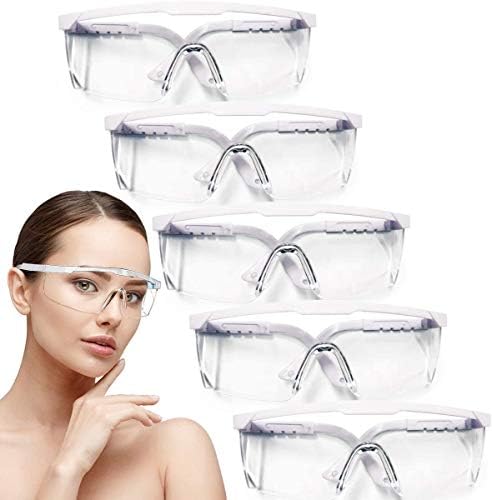 Safety Glasses, 5PCS Adjustable Wide-Vision Protective Glasses, Lightweight Fog-Proof Safety Goggles