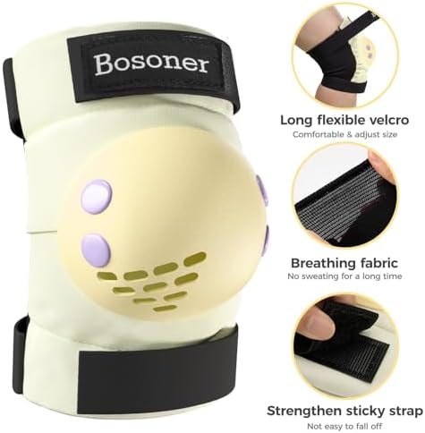 BOSONER Kids/Youth Knee Pad Elbow Pads for Roller Skates Cycling BMX Bike Skateboard Inline Rollerblading, Skating Skatings Scooter Riding Sports