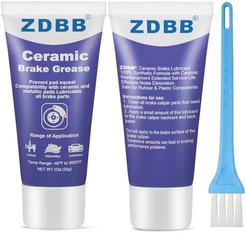 ZDBB Ceramic Brake Caliper Grease Synthetic Formula with Ceramic Reinforcement LifeEffective Noise EliminationSafe for Rubber & Plastic Components,1oz(2pcs)