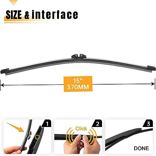 AUTOBOO 15" Rear Wiper Blade Replacement for Ford Edge Volvo XC90 BMW X5