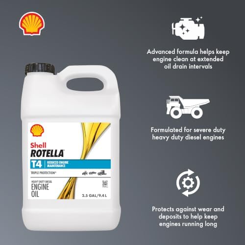 Shell Rotella T4 Triple Protection 15W-40 Diesel Engine Oil, 2.5 Gallon (2 Pack)