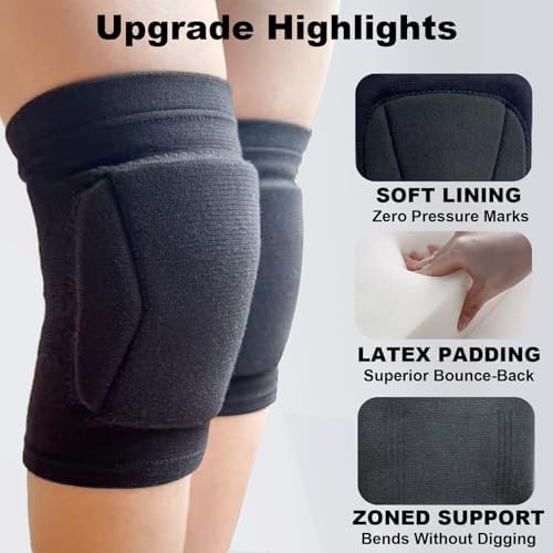 Men Women Knee Pads for Volleyball, Soft Cushion, Black Plus Size, 1 Pair