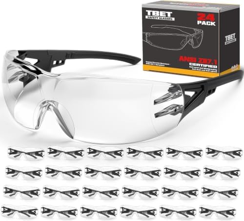 TBET Clear Safety Glasses Bulk for Men, ANSI Z87.1& UV Protection Glasses