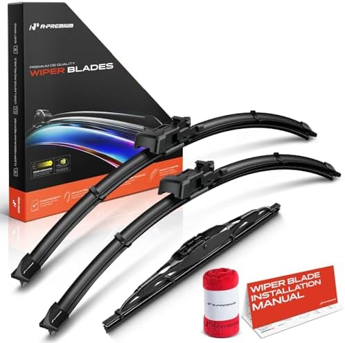 A-Premium 23"+22"+10" Windshield Wiper Blades with Wear Indicator & Towel