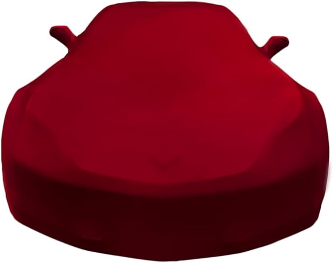 C7 Corvette Indoor Car Cover - Custom Fit Ultraguard Stretch Satin Dust Proof, High End with Storage Bag for 2014-2019 Stingray, Z51, Z06, Grand Sport Corvettes (Dark Red)