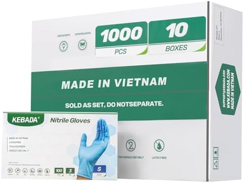 Kebada D1 Blue Disposable Nitrile Gloves, 100% Food Safe, 1000 Count