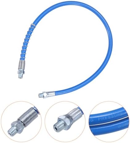 HARFINGTON Grease Gun Hose 23.6" 10000 PSI Spring Flex High Pressure Quick Release Grease Replacement with Coupler 1/8" NPT Threads for Grease Gun, Blue