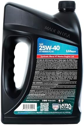 ULTRA 1PLUS U1P-Aqua SAE 25W-40 Synthetic Blend 4T Marine Engine Oil NMMA FC-W (Gallon) (Pack of 4)