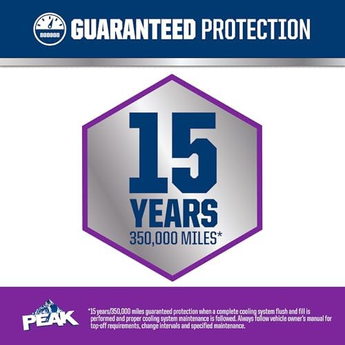 PEAK OET Extended Life Purple 50/50 Prediluted Antifreeze and Coolant for North American Vehicles, Long-Lasting Premium Engine Coolant/Antifreeze with Organic Acid Techology (Oat), 1 Gal.
