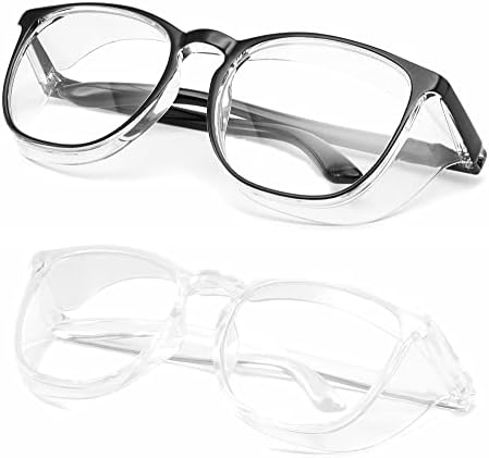 Alsenor Safety Glasses Anti Fog Goggles Protective Eyewear Blue Light Blocking Anti Dust UV Protection Glasses For Men Women (2 Pack (Black + Transparent))